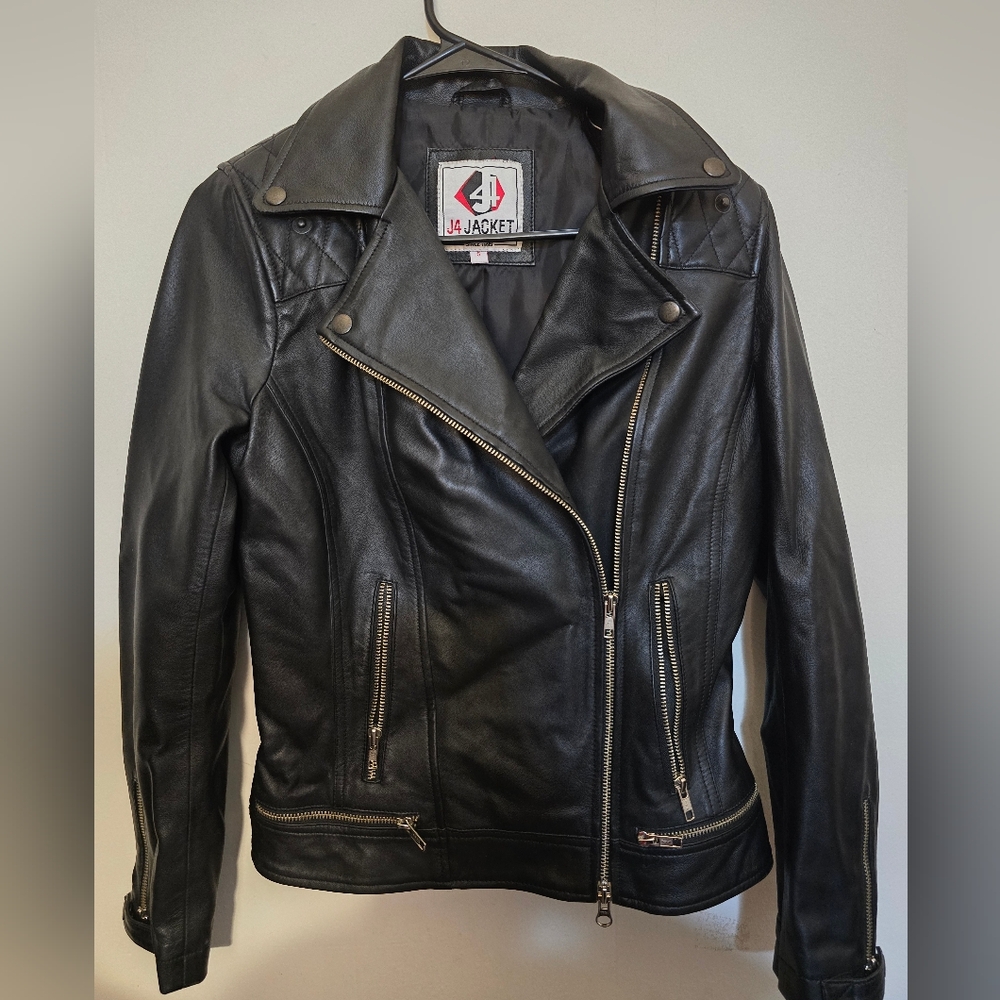 Black Vintage Leather J4 Jacket | size S